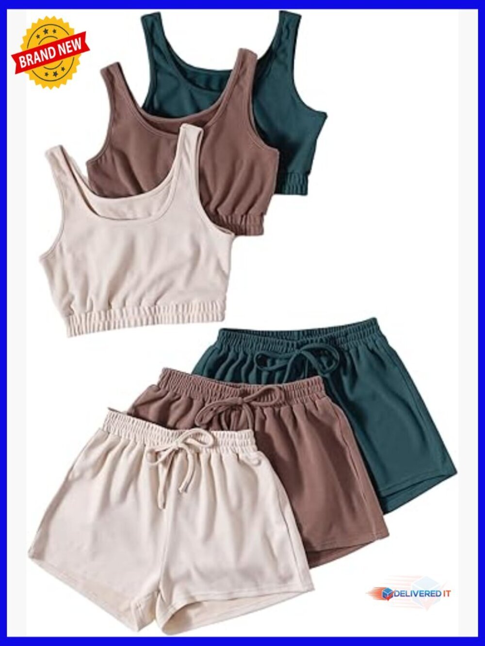 Sleeveless Scoop Neck Crop Tank Top and Shorts Set Summer Vacation Outfits